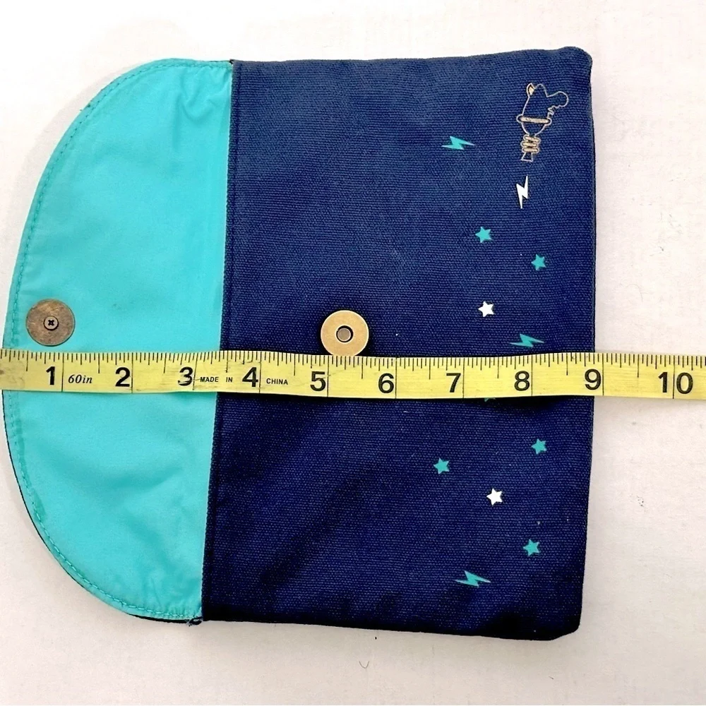 Blue Benefit San Francisco Cosmetic Clutch Makeup Bag with Snap Front